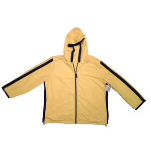 Three Hearts Women's Full Zip Lightweight Hooded Yellow Jacket Mesh Lining Sz 1X